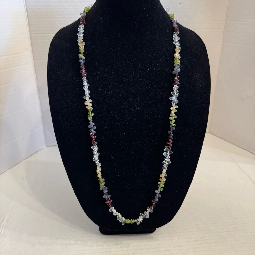Natural Multi Gemstone Tear Drops Briolette Beaded Necklace 6-10 MM 38 Inch - Picture 15 of 16